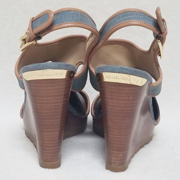 MICHAEL Michael Kors Gillian Washed Denim Wedges - Picture 5 of 9